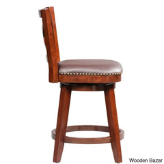 Angelijaz Swivel Upholstered Bar Stool With Solid Wood Frame