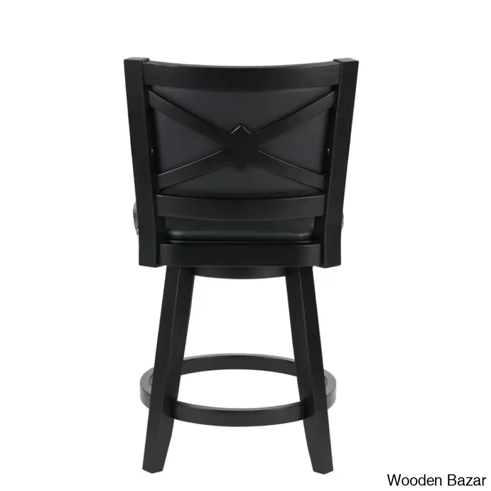 Angelijaz Swivel Upholstered Bar Stool With Solid Wood Frame