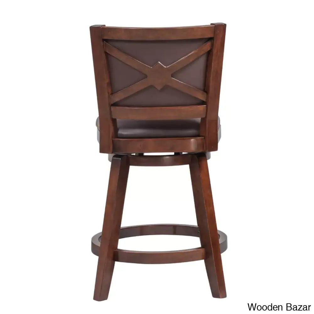 Angelijaz Swivel Upholstered Bar Stool With Solid Wood Frame