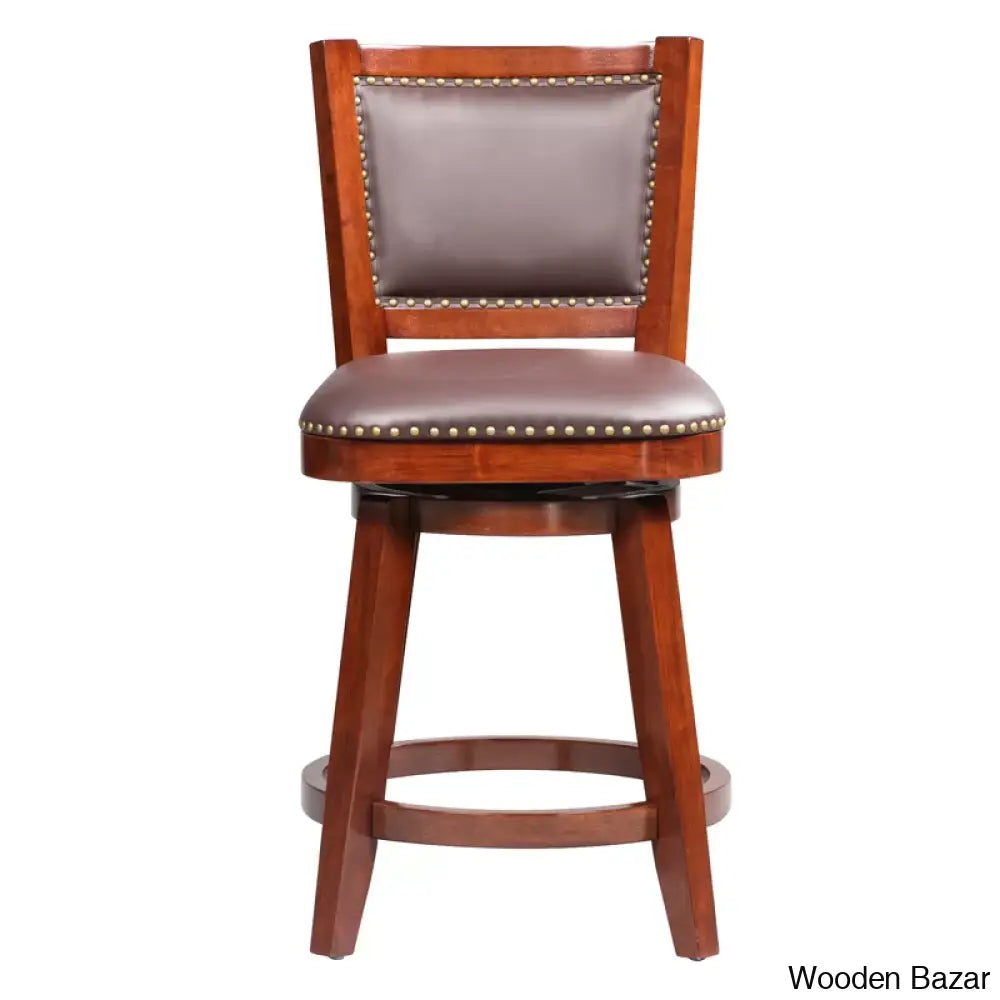 Angelijaz Swivel Upholstered Bar Stool With Solid Wood Frame