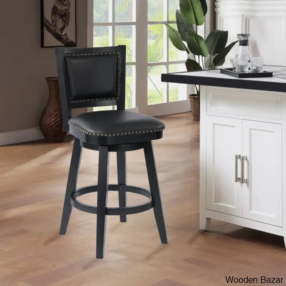 Angelijaz Swivel Upholstered Bar Stool With Solid Wood Frame