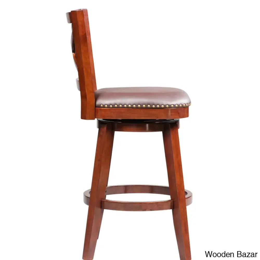 Angelijaz Swivel Upholstered Bar Stool With Solid Wood Frame