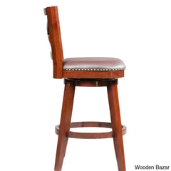 Angelijaz Swivel Upholstered Bar Stool With Solid Wood Frame