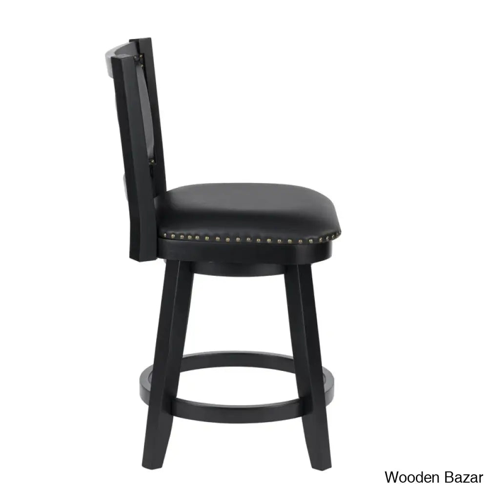 Angelijaz Swivel Upholstered Bar Stool With Solid Wood Frame