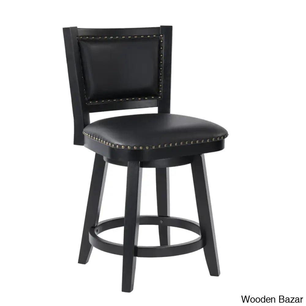 Angelijaz Swivel Upholstered Bar Stool With Solid Wood Frame