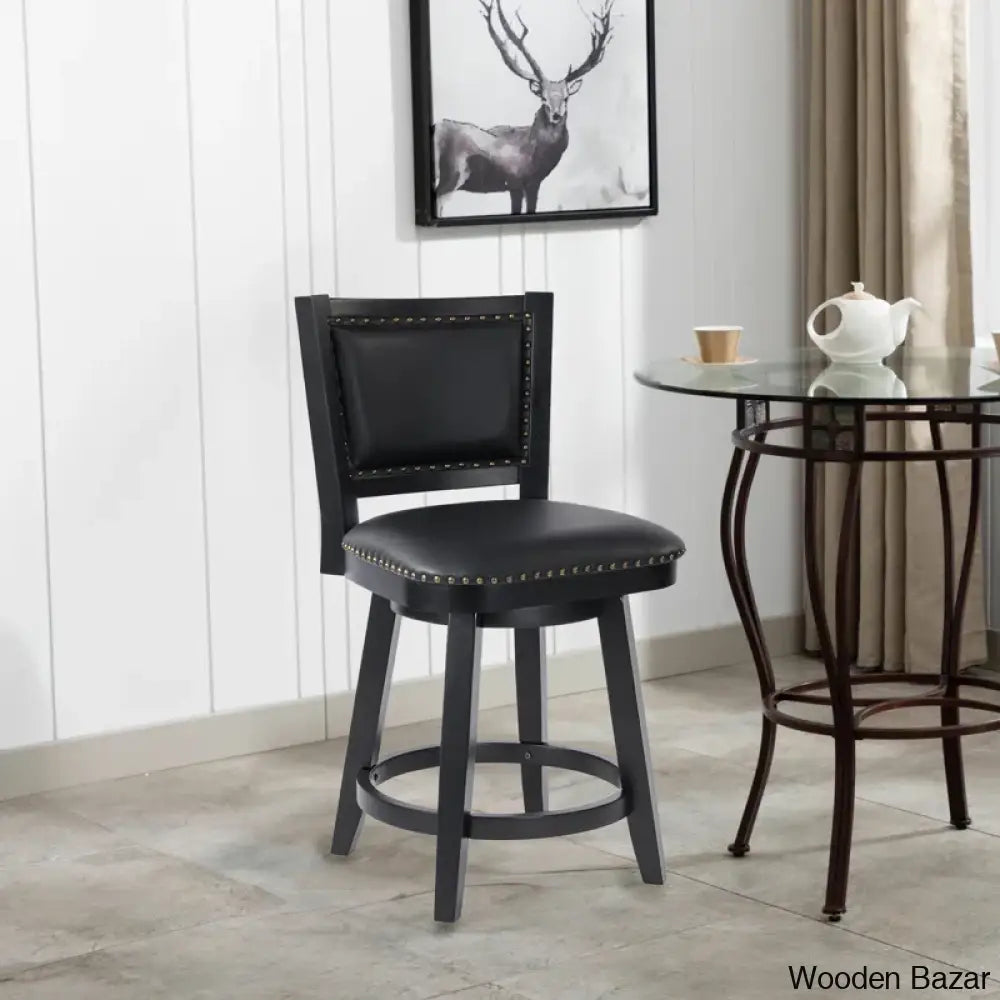 Angelijaz Swivel Upholstered Bar Stool With Solid Wood Frame