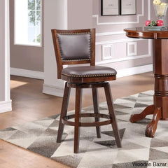 Angelijaz Swivel Upholstered Bar Stool With Solid Wood Frame Cappuccino / Bar (30’’ Seat Height)