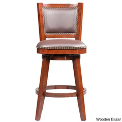 Angelijaz Swivel Upholstered Bar Stool With Solid Wood Frame Walnut / Bar (30’’ Seat Height)