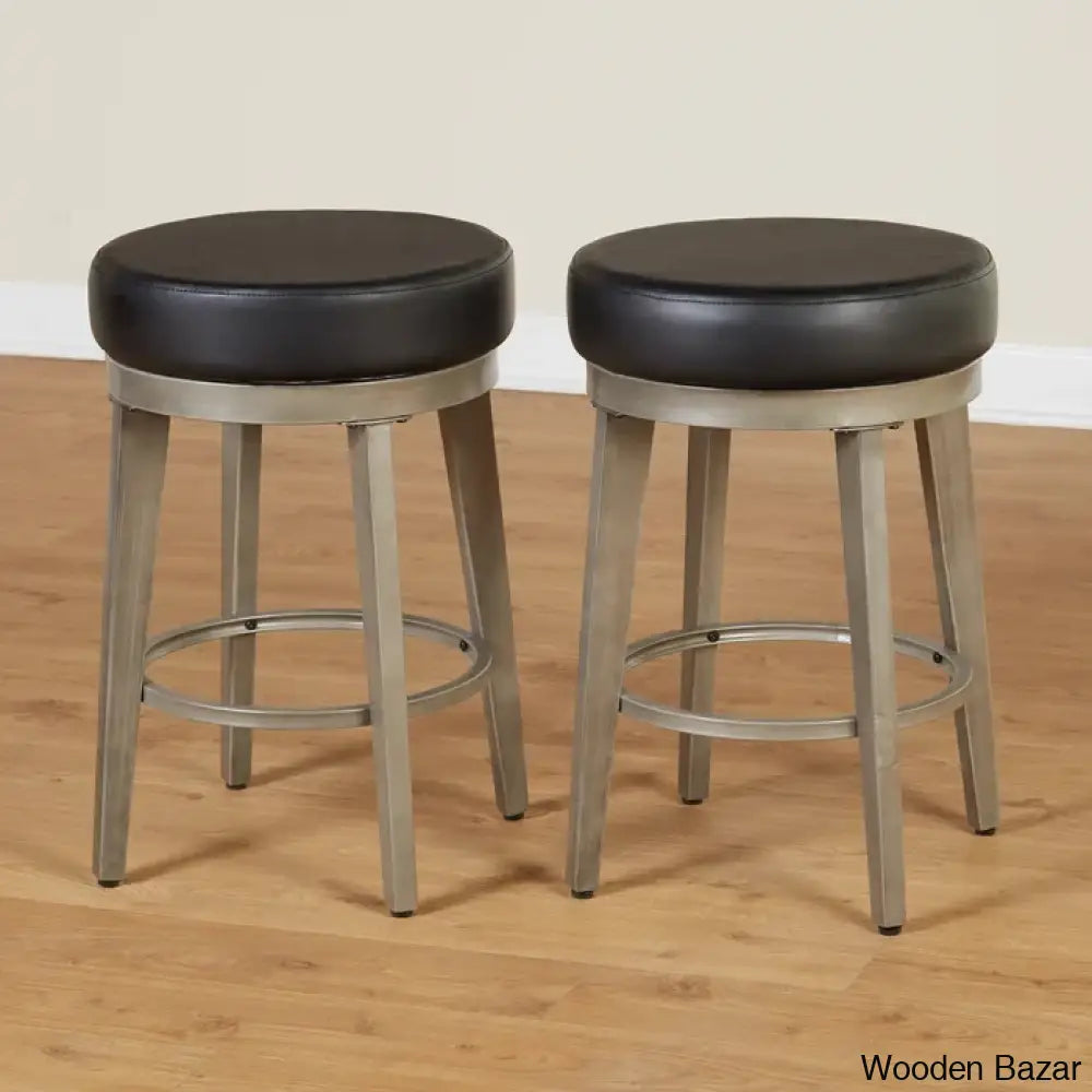 Angelo Swivel Upholstered Counter And Bar Stool With Metal Frame (Set Of 2)