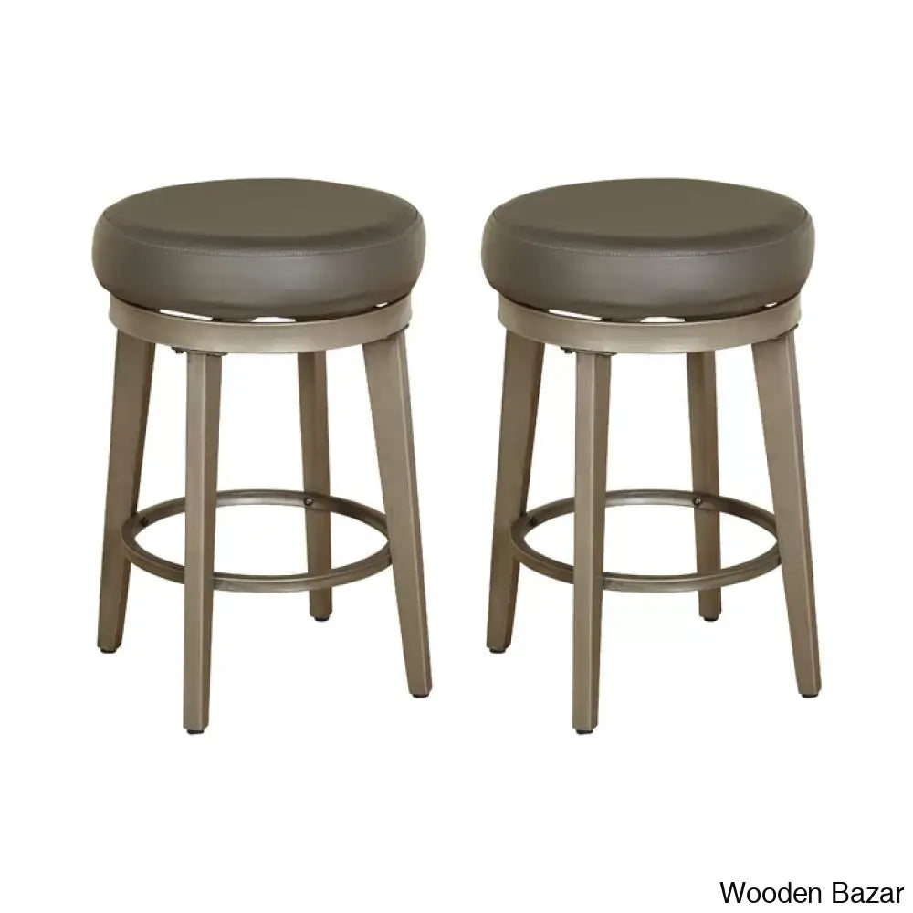 Angelo Swivel Upholstered Counter And Bar Stool With Metal Frame (Set Of 2)