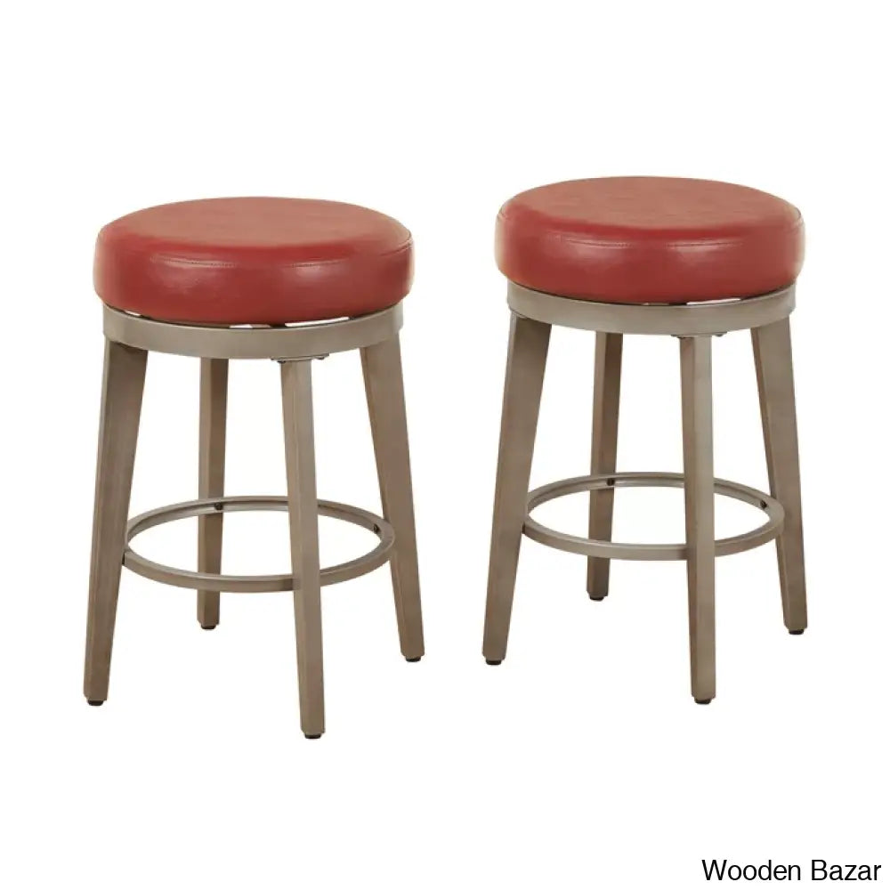 Angelo Swivel Upholstered Counter And Bar Stool With Metal Frame (Set Of 2)