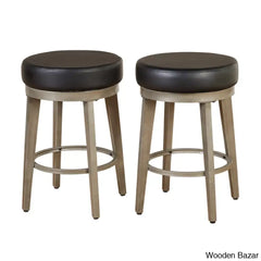 Angelo Swivel Upholstered Counter And Bar Stool With Metal Frame (Set Of 2) Black / (24.5’’