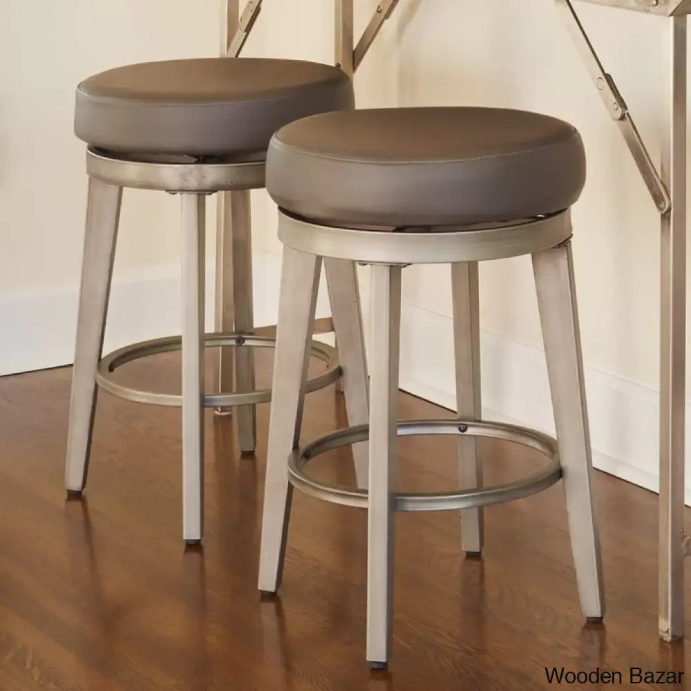 Angelo Swivel Upholstered Counter And Bar Stool With Metal Frame (Set Of 2) Gray / (24.5’’ Seat