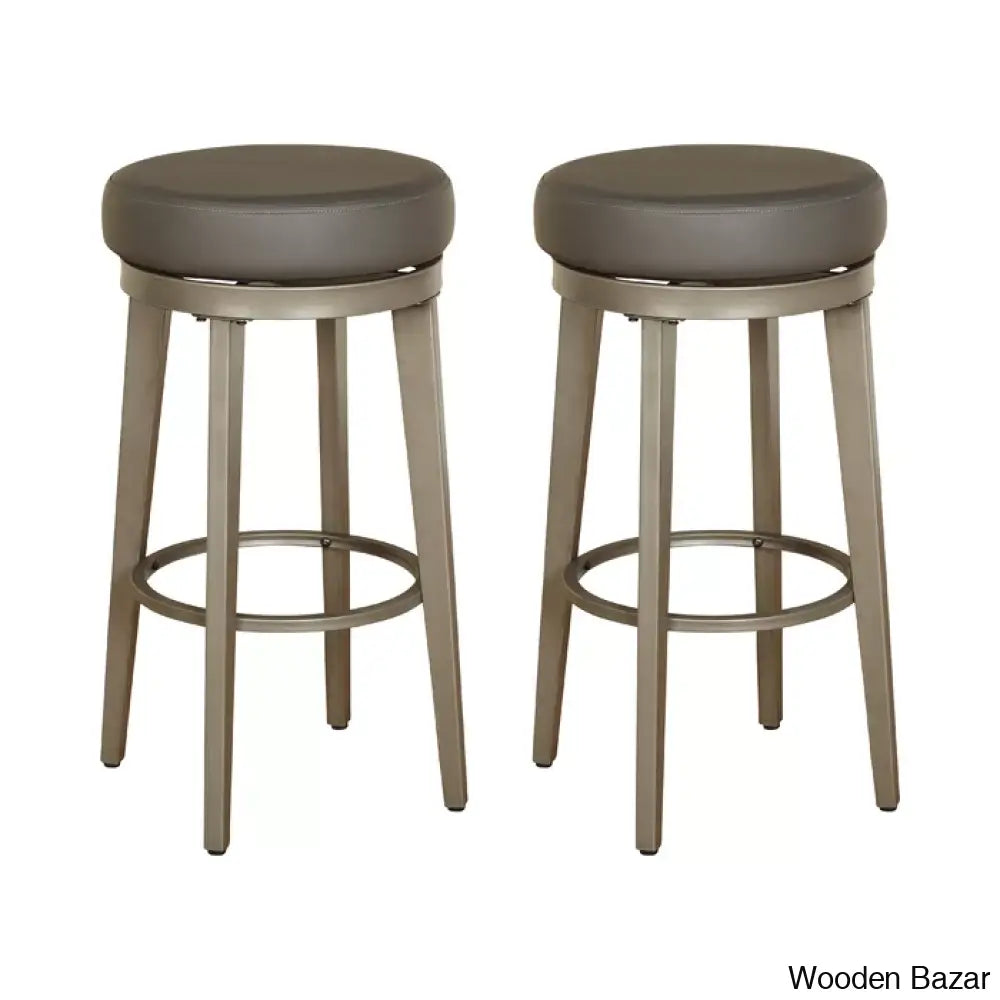 Angelo Swivel Upholstered Counter And Bar Stool With Metal Frame (Set Of 2) Gray / Bar (30.5’’