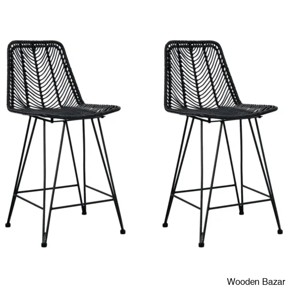 Angentreez Swivel Handwoven Counter And Bar Stool (Set Of 2)