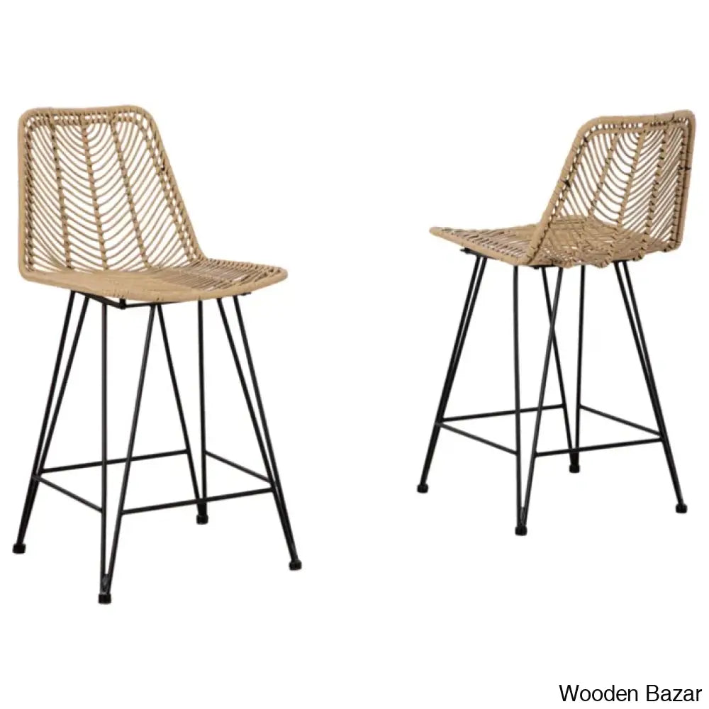 Angentreez Swivel Handwoven Counter And Bar Stool (Set Of 2)