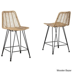 Angentreez Swivel Handwoven Counter And Bar Stool (Set Of 2)