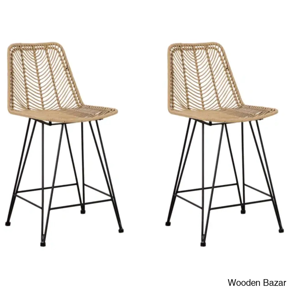 Angentreez Swivel Handwoven Counter And Bar Stool (Set Of 2)