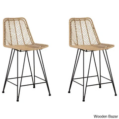 Angentreez Swivel Handwoven Counter And Bar Stool (Set Of 2)