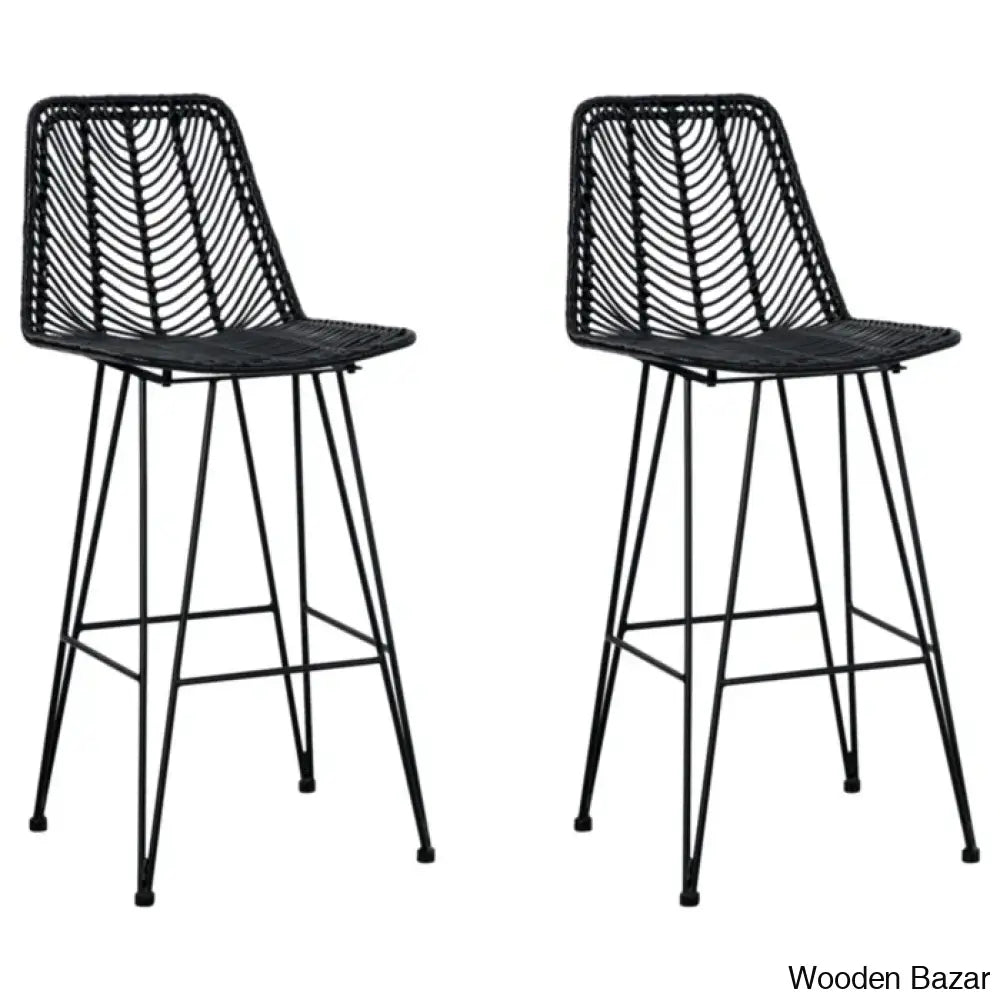 Angentreez Swivel Handwoven Counter And Bar Stool (Set Of 2)