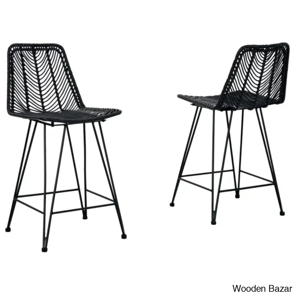 Angentreez Swivel Handwoven Counter And Bar Stool (Set Of 2)