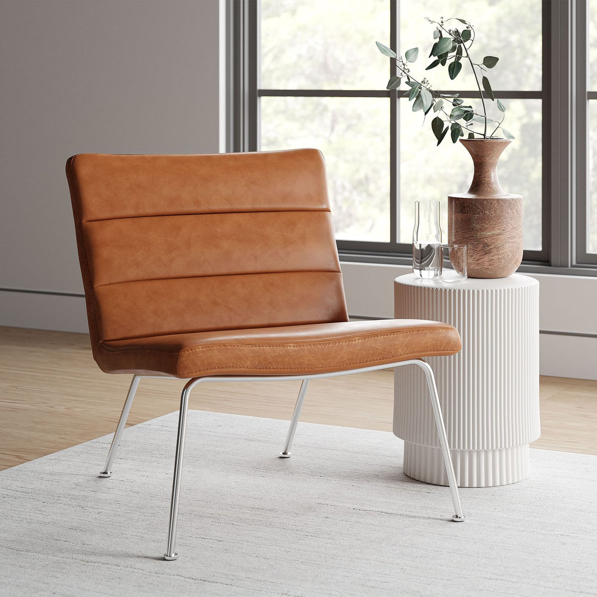 Kavolix Leather Slipper Chair - Wooden Bazar