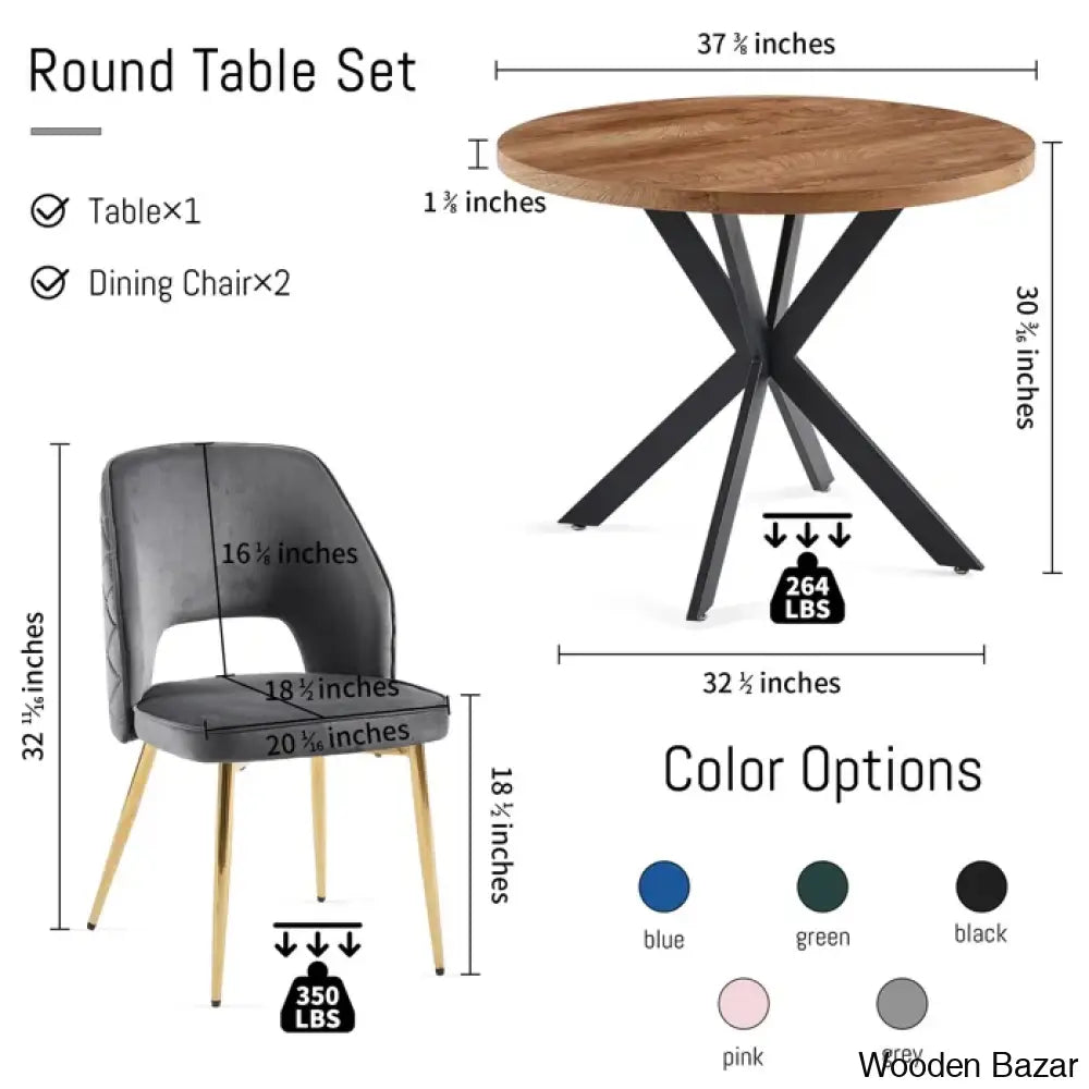 Anilia New 2 Seater Pedestal Dining Table Set - Wooden Bazar