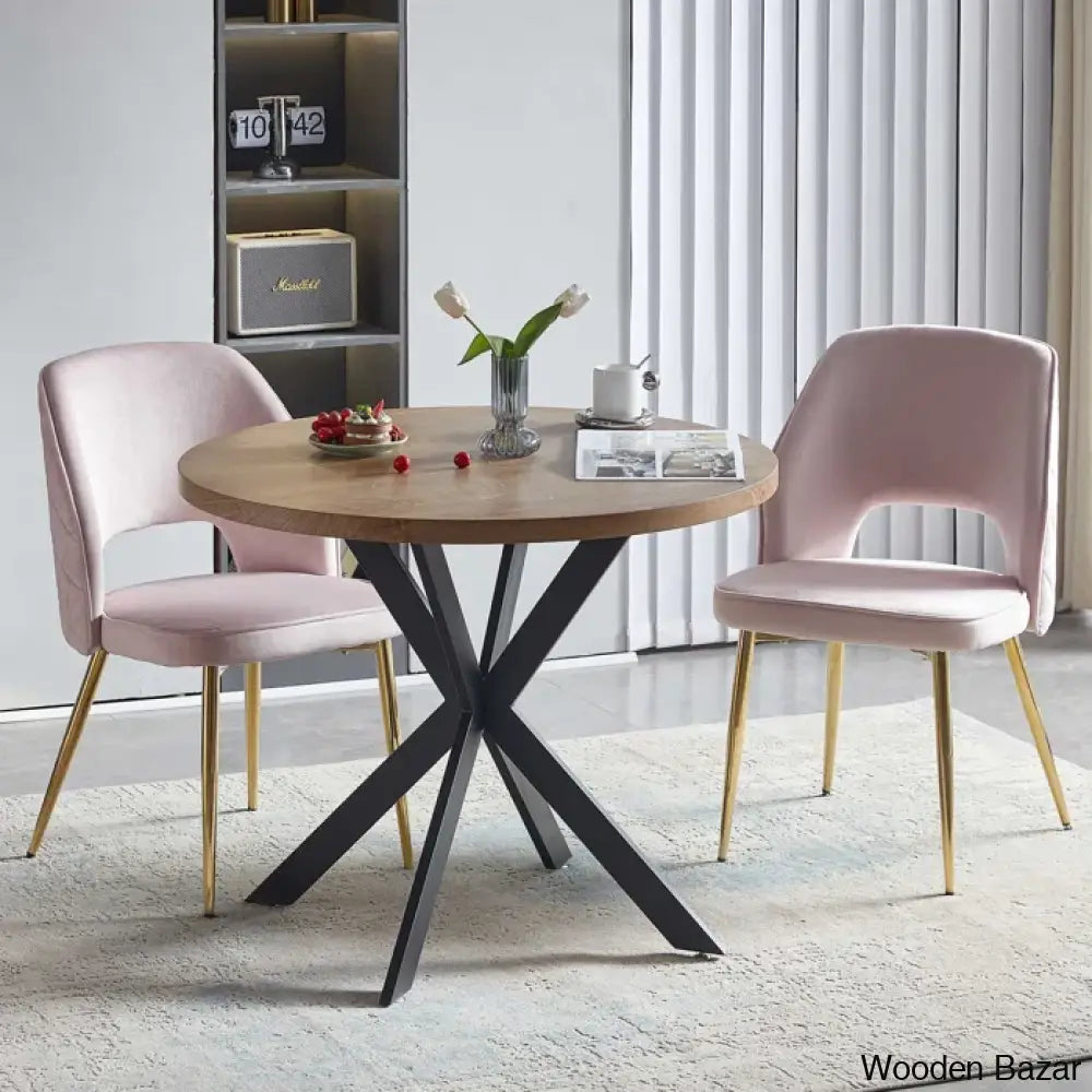 Anilia New 2 Seater Pedestal Dining Table Set - Wooden Bazar Light Pink