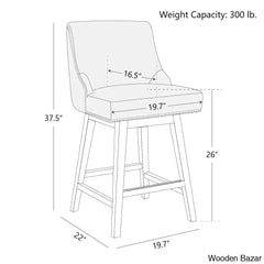 Annastine Swivel Upholstered 26’’ Counter And Bar Stool With Solid Wood Frame