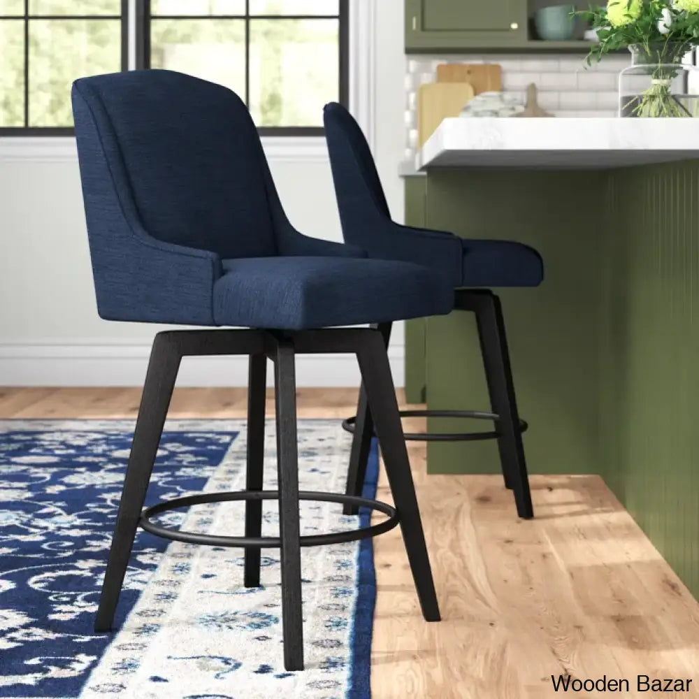 Annelottey 26’’ Swivel Counter Stool (Set Of 2) Midnight Blue