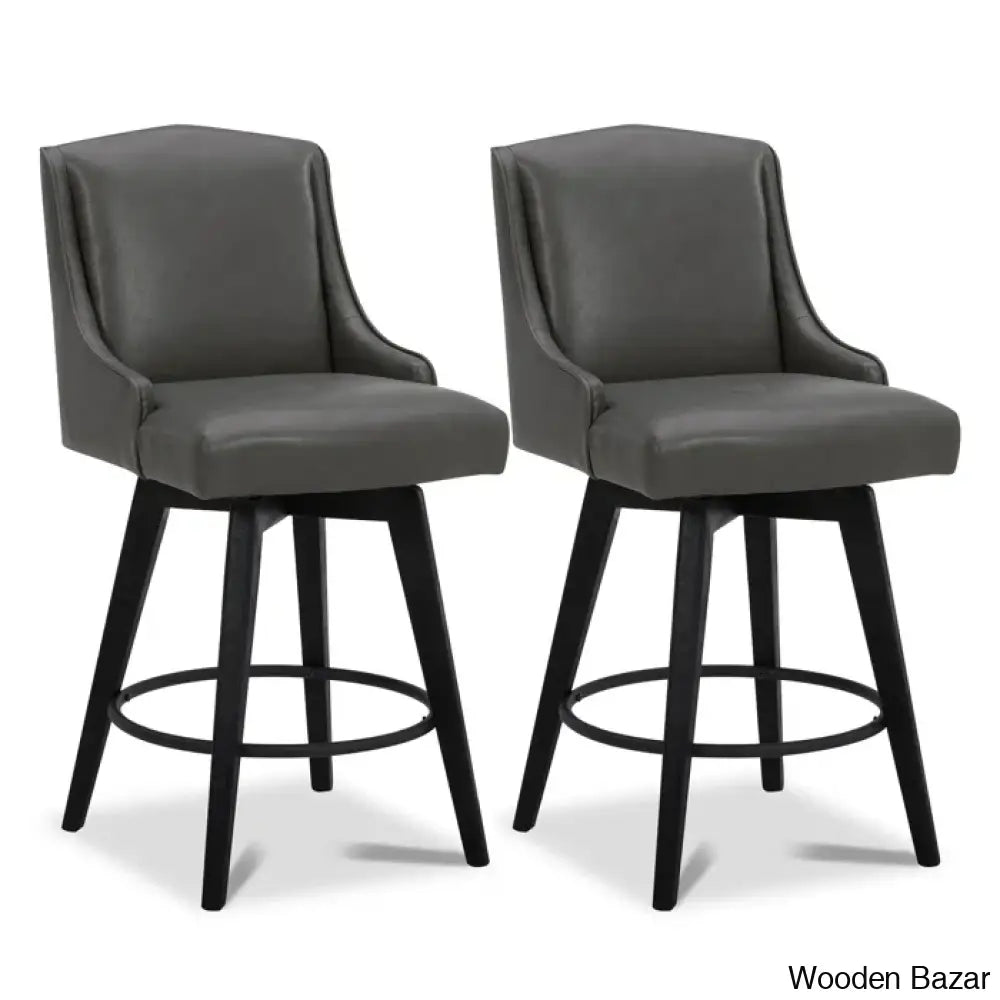 Annelottey 26’’ Swivel Counter Stool (Set Of 2) Retro Gray