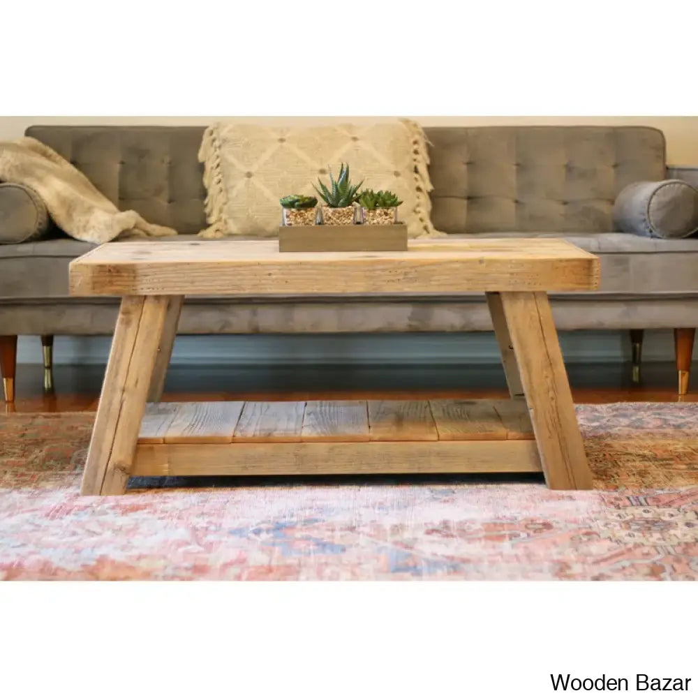 Annhey Pine Solid Wood Coffee And Center Table