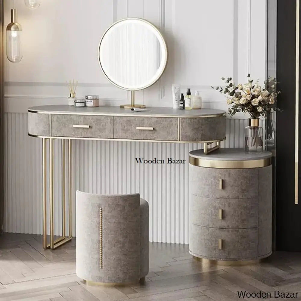 Anni Vanity Dressing Table With Lighted Mirror And Stool