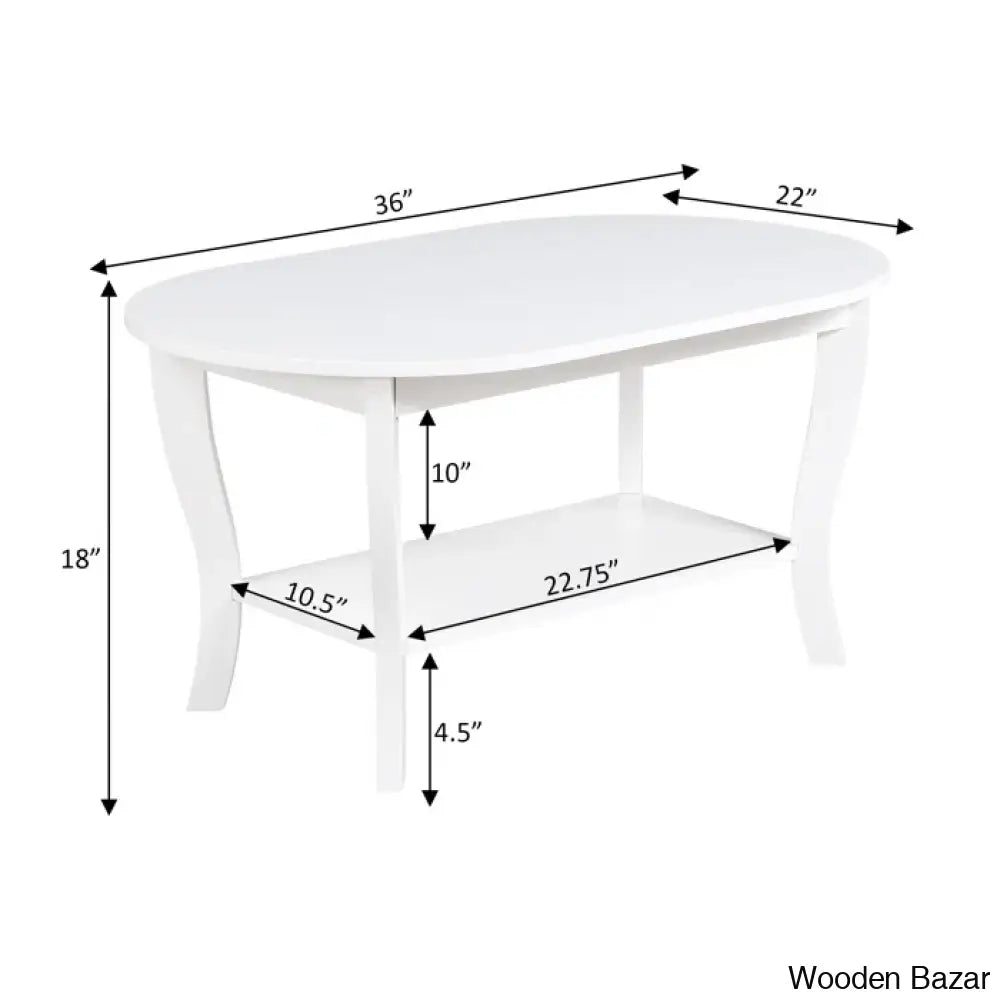 Annwyley 36’’ Oval Coffee Table With Shelf And Center