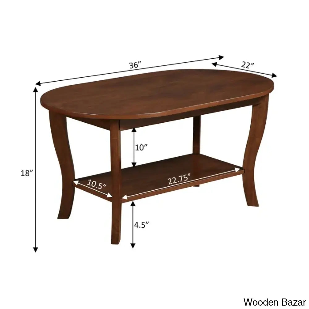 Annwyley 36’’ Oval Coffee Table With Shelf And Center