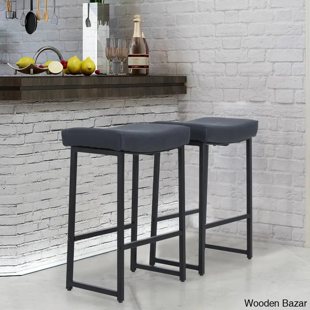 Antishaz Upholstered 24’’ Counter And Bar Stool With Metal Frame (Set Of 2)