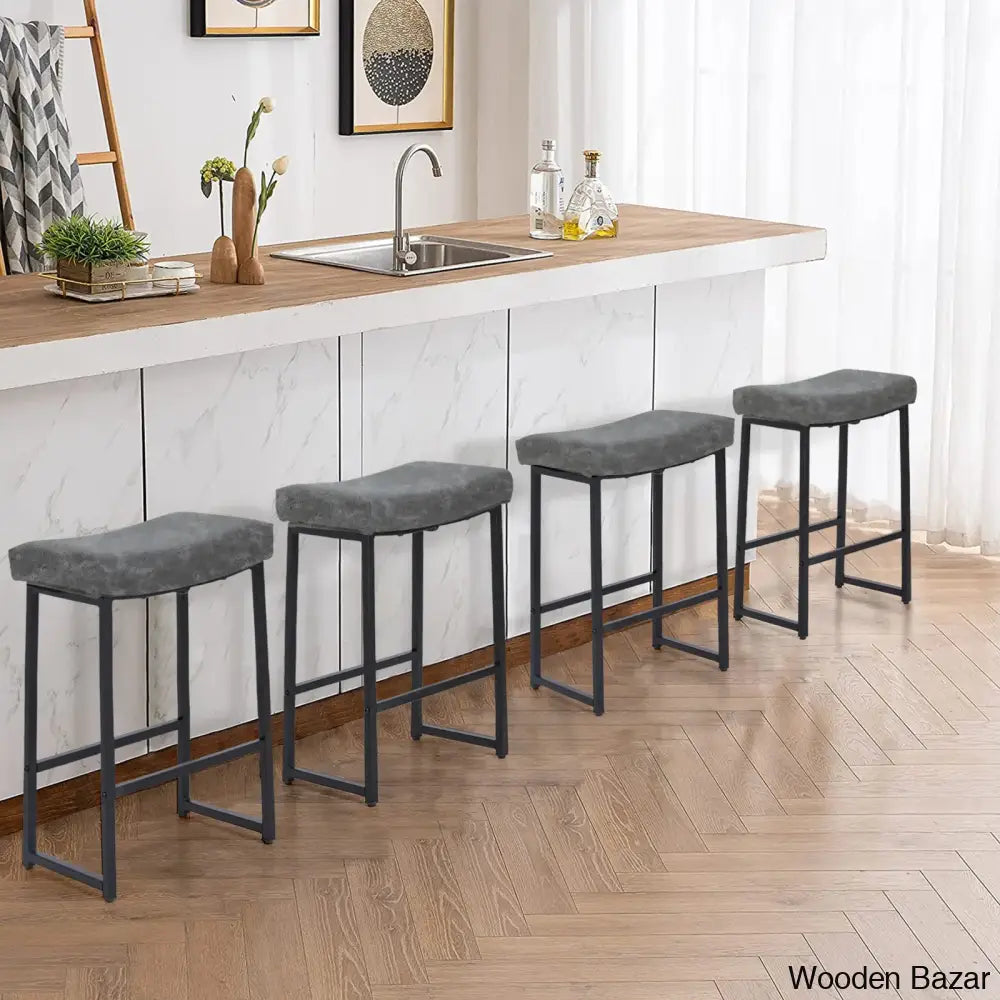 Antishaz Upholstered 24’’ Counter And Bar Stool With Metal Frame (Set Of 2)