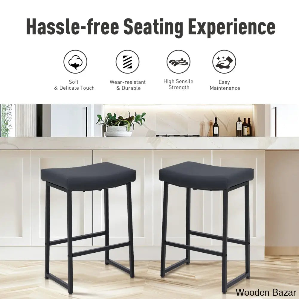 Antishaz Upholstered 24’’ Counter And Bar Stool With Metal Frame (Set Of 2)