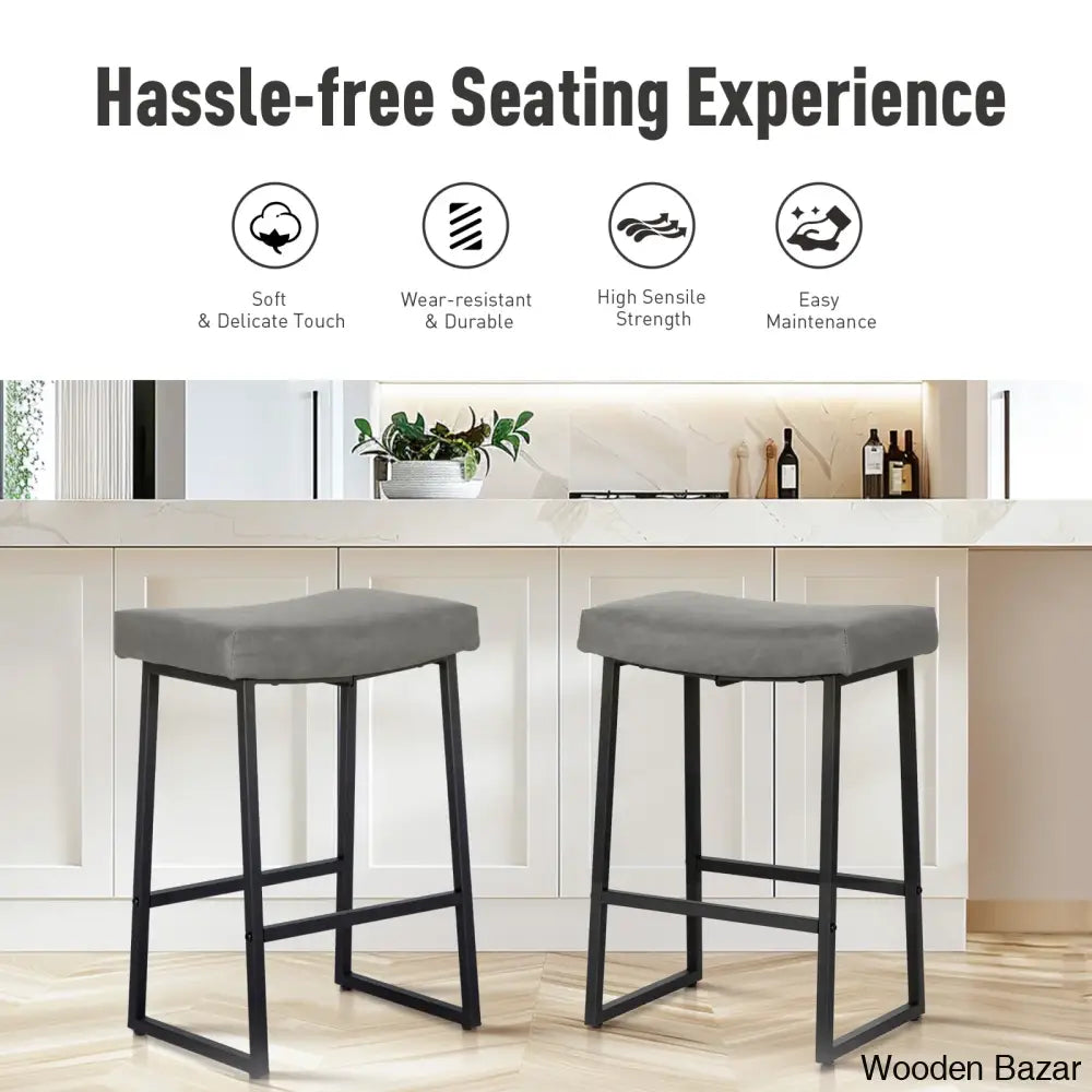 Antishaz Upholstered 24’’ Counter And Bar Stool With Metal Frame (Set Of 2)