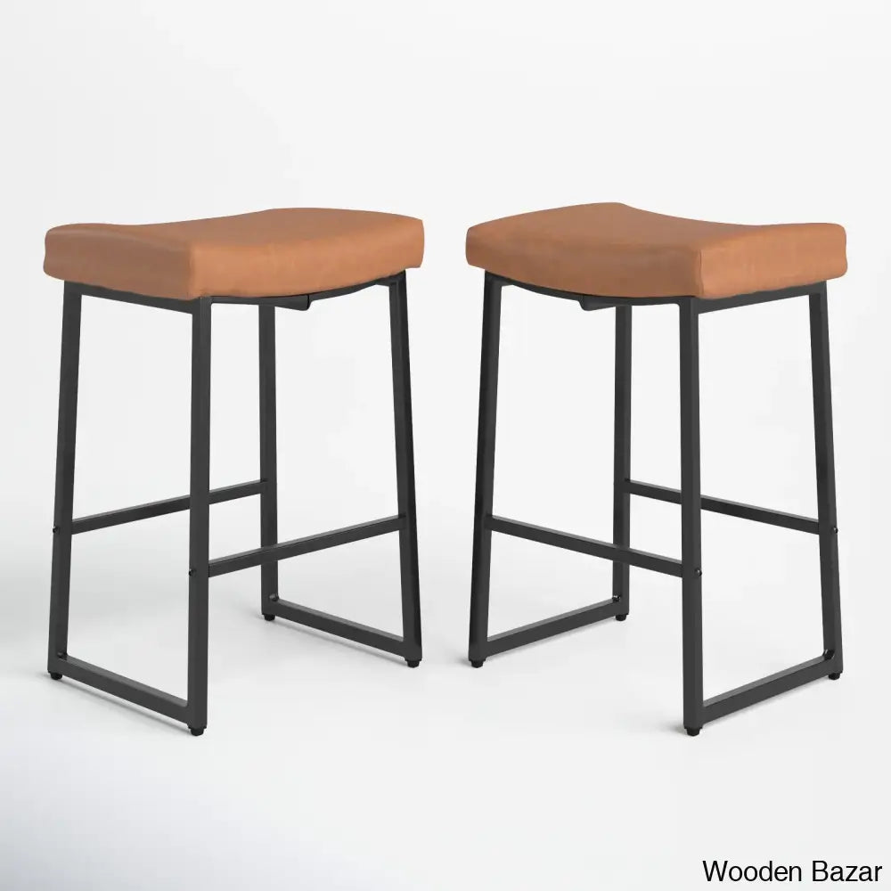 Antishaz Upholstered 24’’ Counter And Bar Stool With Metal Frame (Set Of 2)