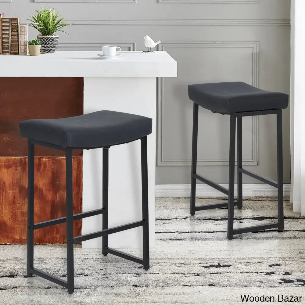 Antishaz Upholstered 24’’ Counter And Bar Stool With Metal Frame (Set Of 2)