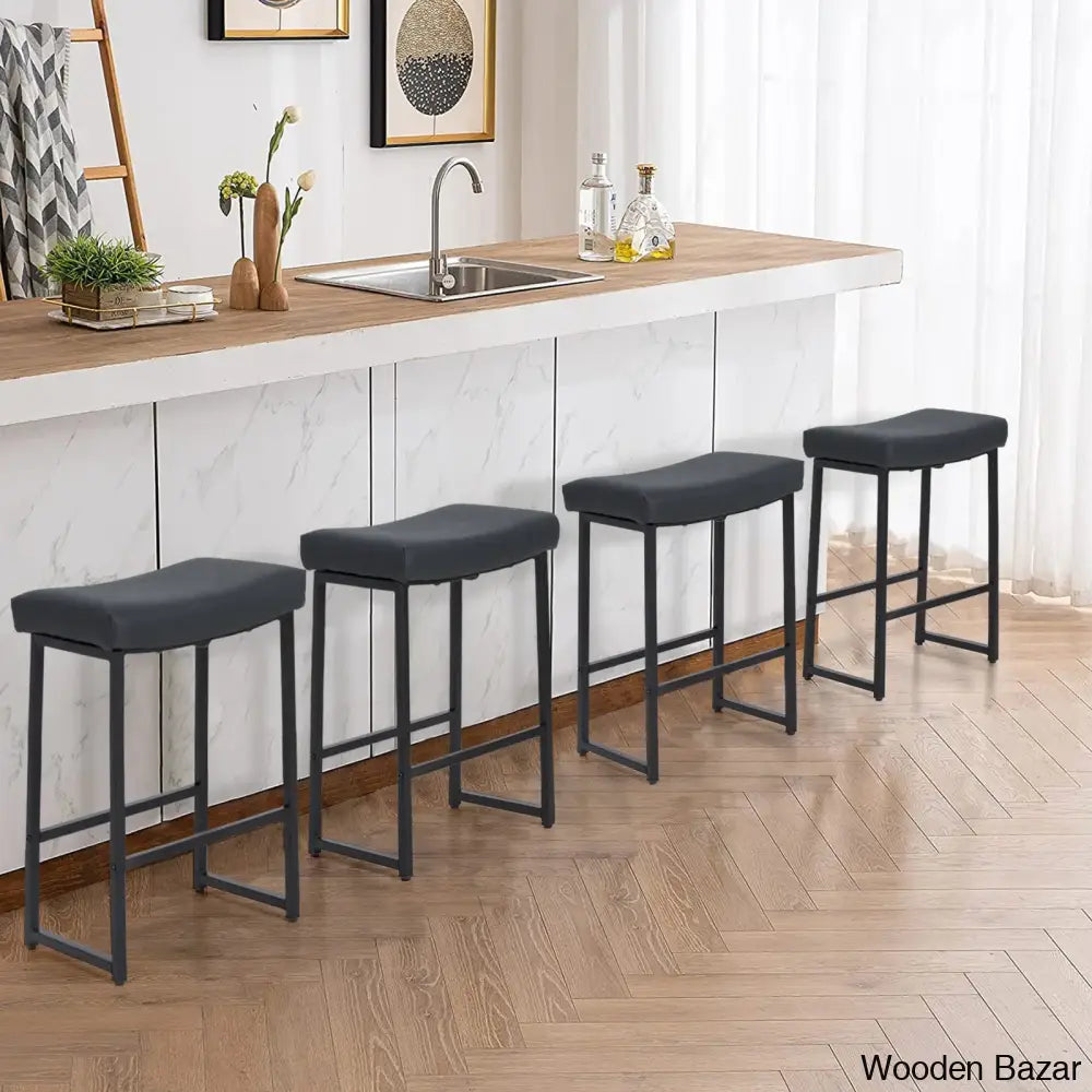 Antishaz Upholstered 24’’ Counter And Bar Stool With Metal Frame (Set Of 2)