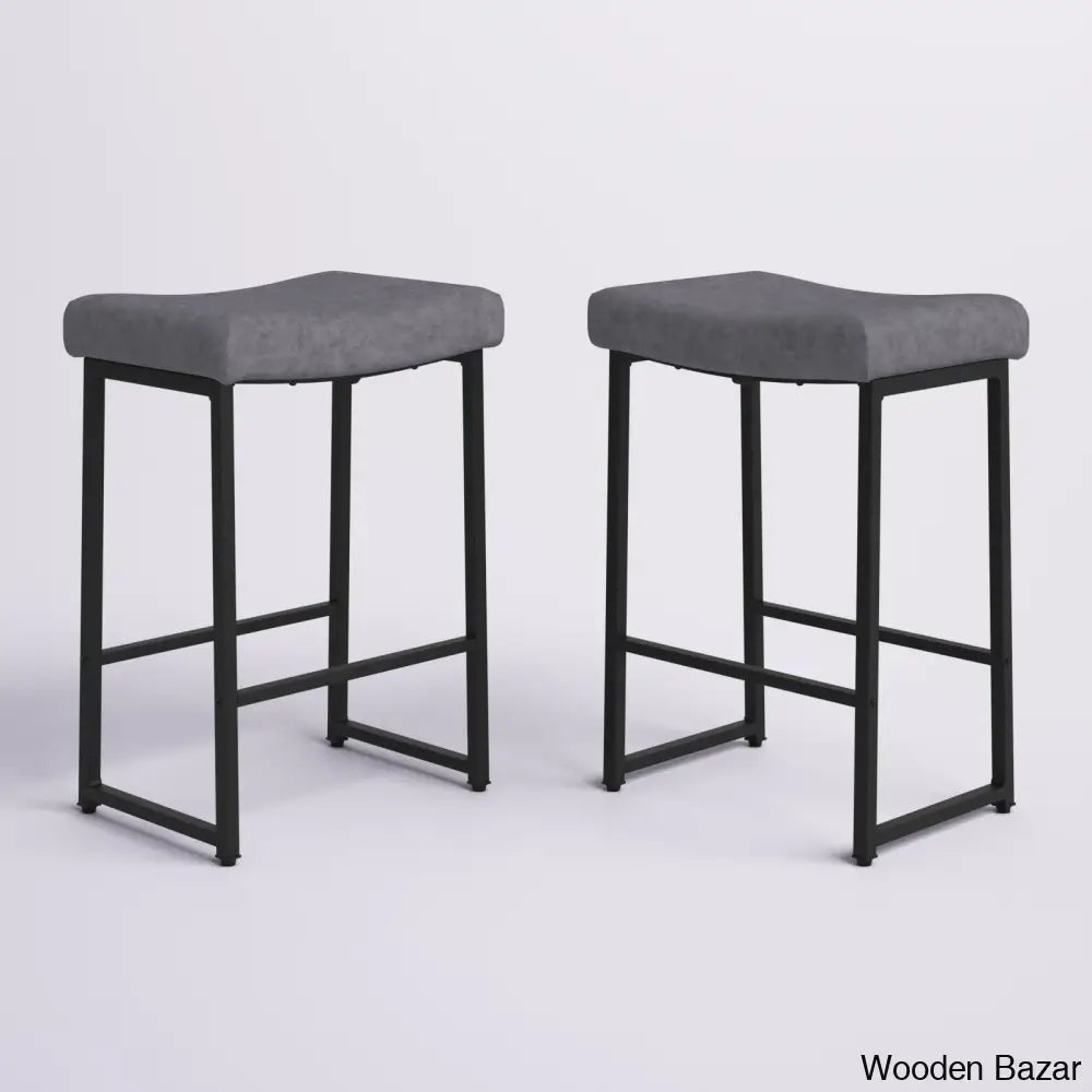 Antishaz Upholstered 24’’ Counter And Bar Stool With Metal Frame (Set Of 2)