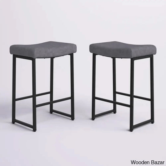 Antishaz Upholstered 24’’ Counter And Bar Stool With Metal Frame (Set Of 2)