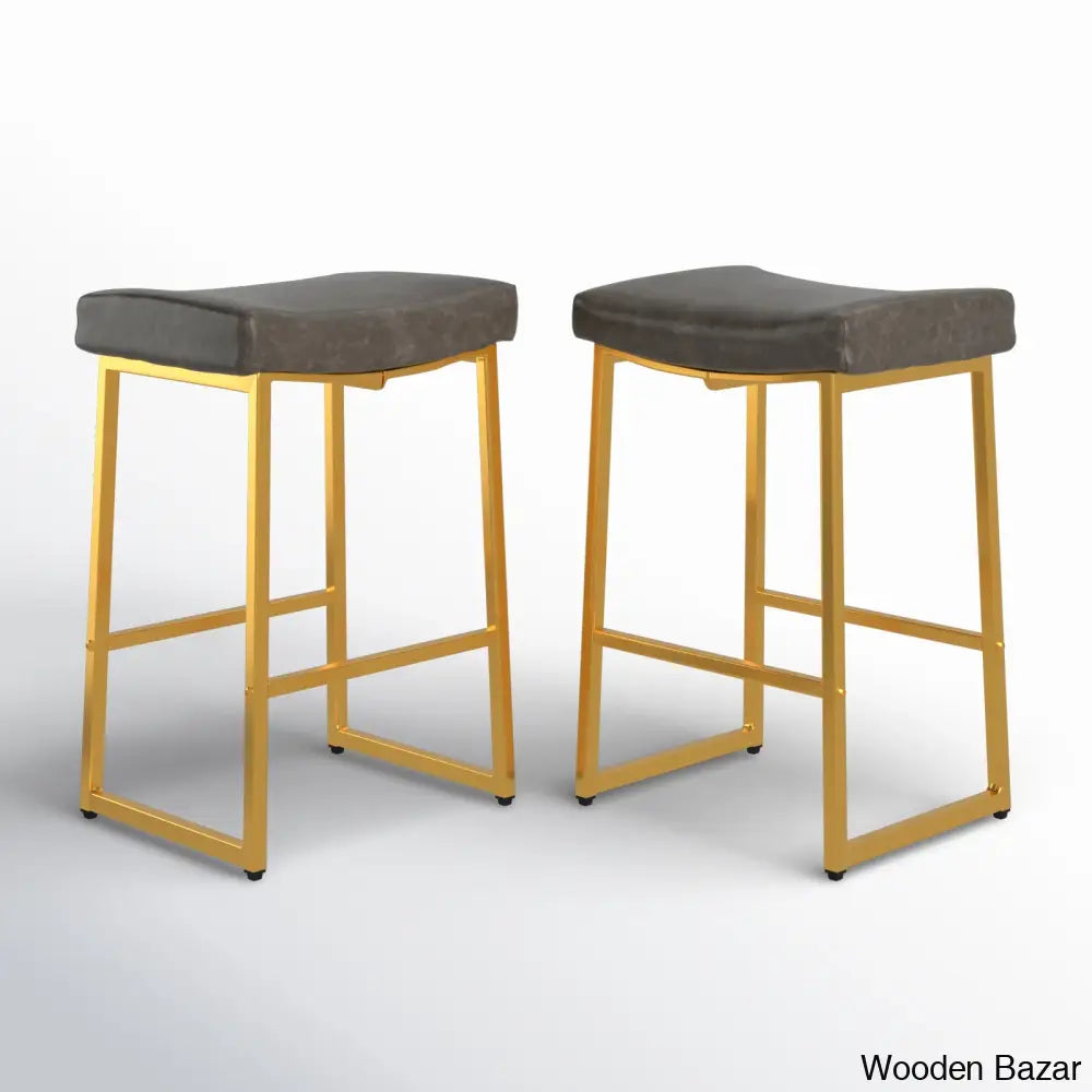 Antishaz Upholstered 24’’ Counter And Bar Stool With Metal Frame (Set Of 2)