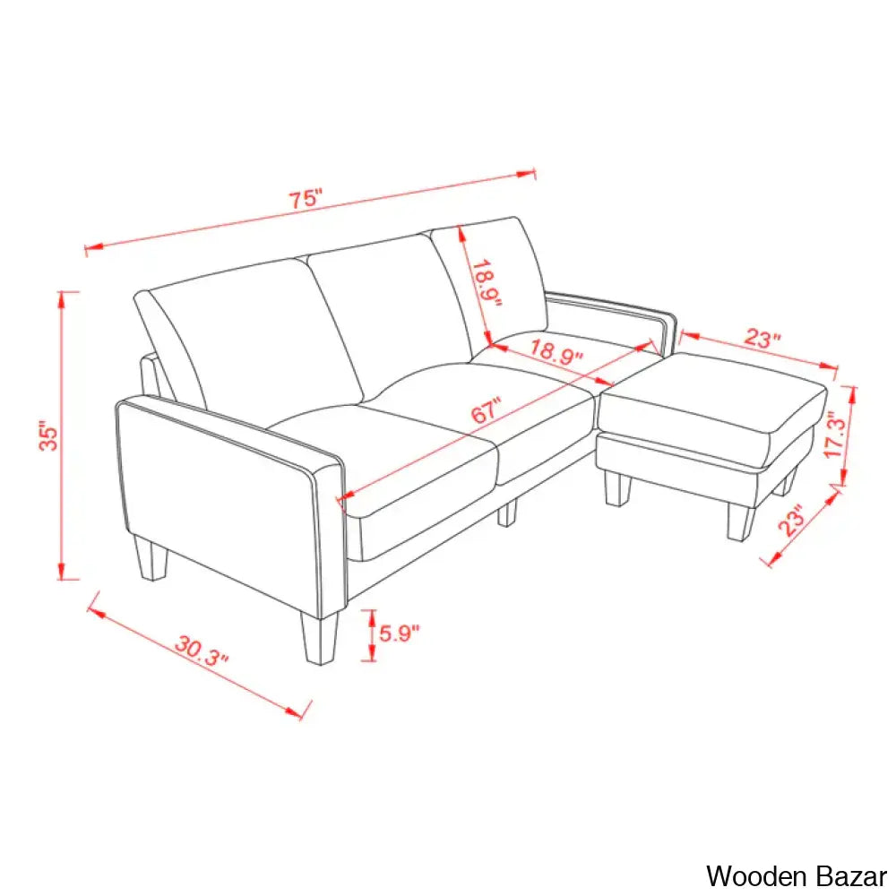 Antro Modern Beige L-Shaped Sofa With Ottoman In Stylish Living Room Furniture Fabric Upholstery’