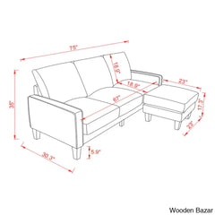 Antro Modern Beige L-Shaped Sofa With Ottoman In Stylish Living Room Furniture Fabric Upholstery’