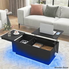 Anushreen Lift Top Coffee And Center Table With Charging Station Rgb Led Lights Hidden Storage