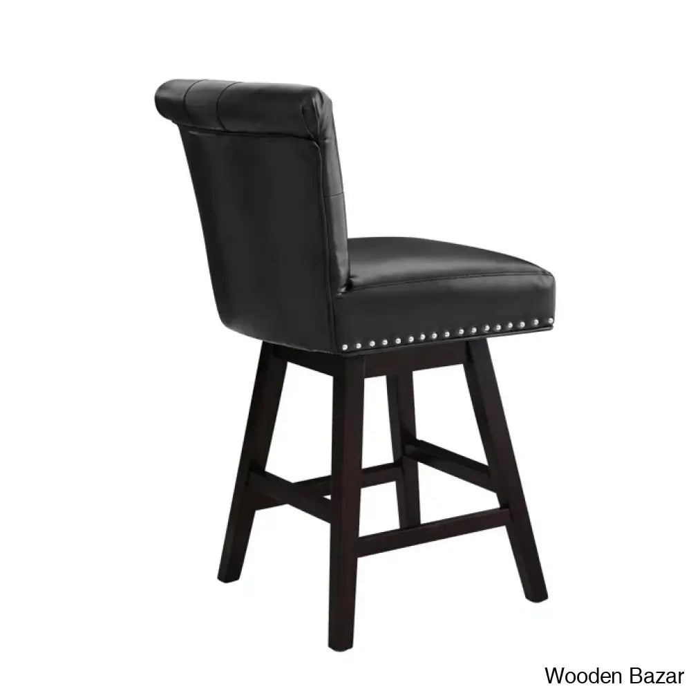 Aquetzallia Swivel Upholstered 25.8’’ Counter And Bar Stool With Solid Wood Frame