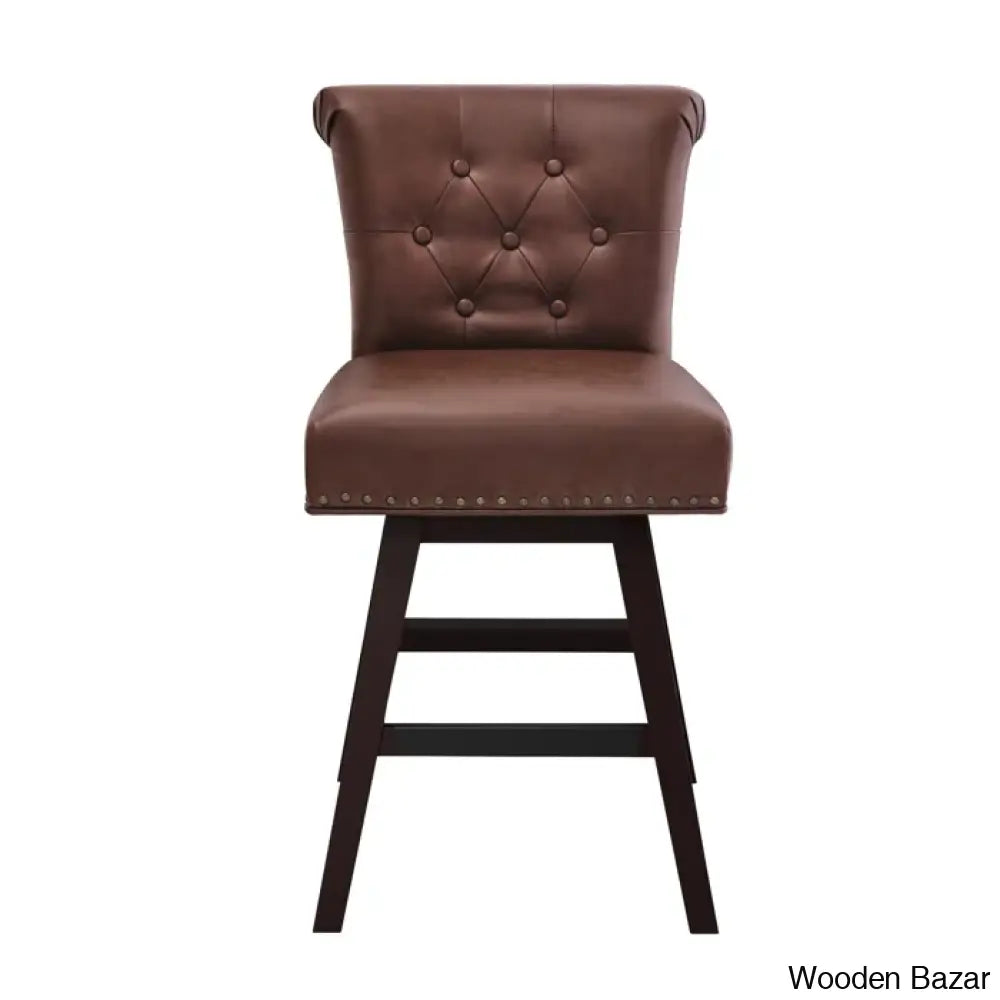 Aquetzallia Swivel Upholstered 25.8’’ Counter And Bar Stool With Solid Wood Frame